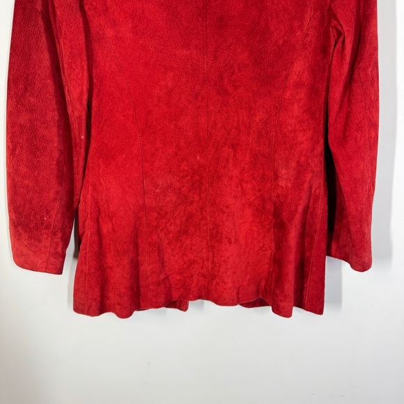 Vintage Danier Red Suede Leather Fall Academia Blazer Jacket Made in Canada XS - Picture 15 of 15